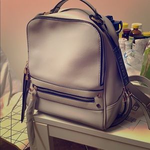 Light grey backpack purse vegan leather